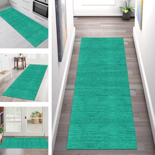 SGLGSTORE Teppich Läufer Flur Küche rutschfest Waschbar Schmutzfangmatte 40X90CM Teppichläufer Kücheläufer Cyan Teppichmatte Meterware Wohnzimmer Schlafzimmer Esszimmer Flurteppich Schmutzfangteppich von SGLGSTORE