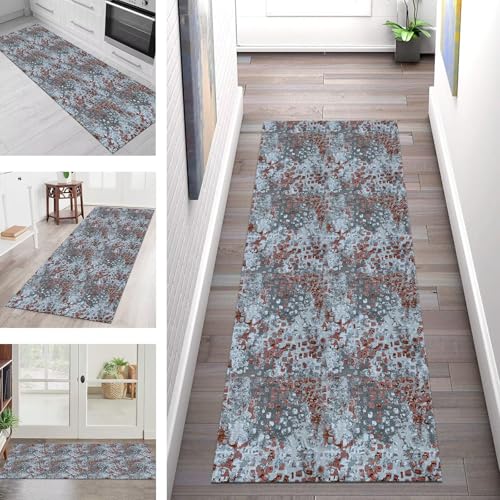 SGLGSTORE Teppich Läufer Flur Küche rutschfest Waschbar Schmutzfangmatte 50X100CM Teppichläufer Kücheläufer Blau Rot Grau Teppichmatte Wohnzimmer Schlafzimmer Esszimmer Flurteppich Schmutzfangteppich von SGLGSTORE