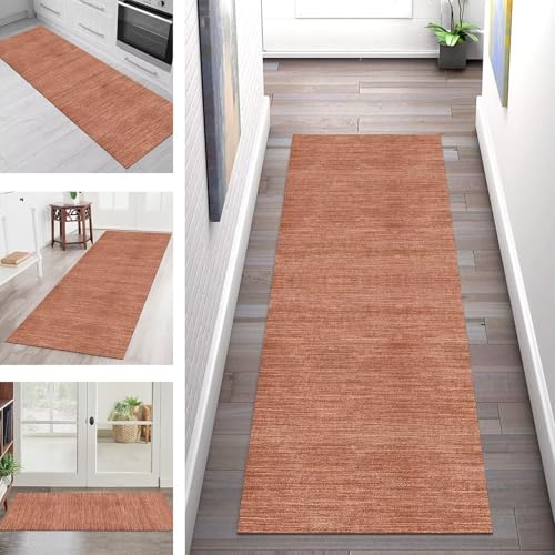SGLGSTORE Teppich Läufer Flur Küche rutschfest Waschbar Schmutzfangmatte 60X350CM Teppichläufer Kücheläufer Rot Teppichmatte Meterware Wohnzimmer Schlafzimmer Esszimmer Flurteppich Schmutzfangteppich von SGLGSTORE