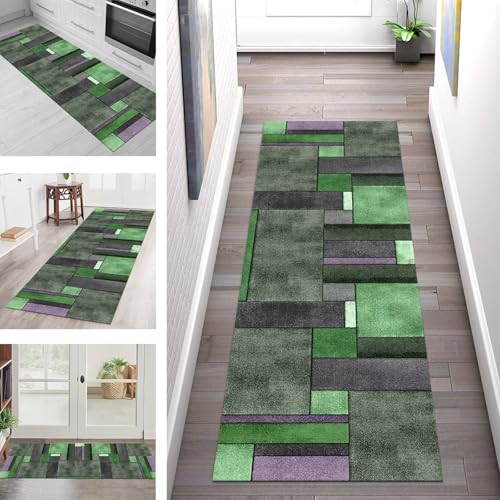 SGLGSTORE Teppich Läufer Flur Küche rutschfest Waschbar Schmutzfangmatte 80X100CM Teppichläufer Kücheläufer Grün Violett Teppichmatte Meterware Wohnzimmer Schlafzimmer Flurteppich Schmutzfangteppich SGLGSTORE Teppich Läufer Flur Küche rutschfest Waschbar Schmutzfangmatte 80X100CM Teppichläufer Kücheläufer Grün Violett Teppichmatte Meterware Wohnzimmer Schlafzimmer Flurteppich Schmutzfangteppich von SGLGSTORE