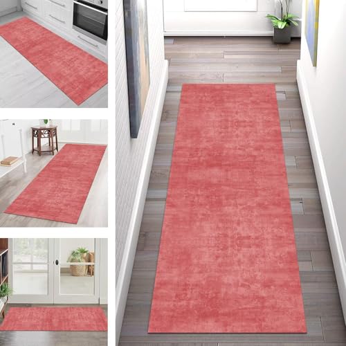 SGLGSTORE Teppich Läufer Flur Küche rutschfest Waschbar Schmutzfangmatte 80X120CM Teppichläufer Kücheläufer Rot Teppichmatte Meterware Wohnzimmer Schlafzimmer Esszimmer Flurteppich Schmutzfangteppich von SGLGSTORE