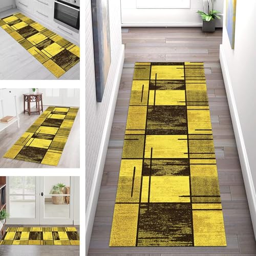 SGLGSTORE Teppich Läufer Flur Küche rutschfest Waschbar Schmutzfangmatte 80X240CM Teppichläufer Kücheläufer Gelb Braun Teppichmatte Meterware Wohnzimmer Schlafzimmer Flurteppich Schmutzfangteppich SGLGSTORE Teppich Läufer Flur Küche rutschfest Waschbar Schmutzfangmatte 80X240CM Teppichläufer Kücheläufer Gelb Braun Teppichmatte Meterware Wohnzimmer Schlafzimmer Flurteppich Schmutzfangteppich von SGLGSTORE