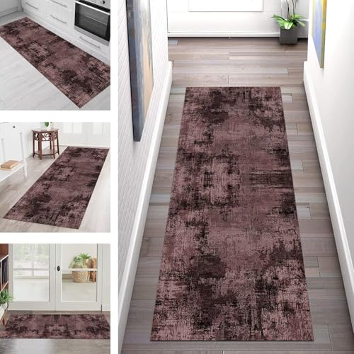 SGLGSTORE Teppich Läufer Flur Küche rutschfest Waschbar Schmutzfangmatte 90X100CM Teppichläufer Kücheläufer Rot Schwarz Teppichmatte Wohnzimmer Schlafzimmer Flurteppich Schmutzfangteppich von SGLGSTORE