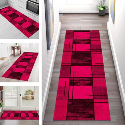 SGLGSTORE Teppich Läufer Flur Küche rutschfest Waschbar Schmutzfangmatte 90X300CM Teppichläufer Kücheläufer Rosa Violett Teppichmatte Meterware Wohnzimmer Schlafzimmer Flurteppich Schmutzfangteppich SGLGSTORE Teppich Läufer Flur Küche rutschfest Waschbar Schmutzfangmatte 90X300CM Teppichläufer Kücheläufer Rosa Violett Teppichmatte Meterware Wohnzimmer Schlafzimmer Flurteppich Schmutzfangteppich von SGLGSTORE