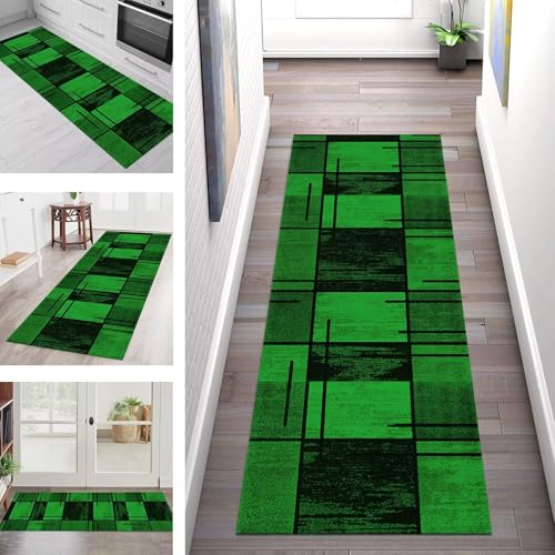 SGLGSTORE Teppich Läufer Flur Küche rutschfest Waschbar Schmutzfangmatte 90X350CM Teppichläufer Kücheläufer Grün Schwarz Teppichmatte Meterware Wohnzimmer Schlafzimmer Flurteppich Schmutzfangteppich SGLGSTORE Teppich Läufer Flur Küche rutschfest Waschbar Schmutzfangmatte 90X350CM Teppichläufer Kücheläufer Grün Schwarz Teppichmatte Meterware Wohnzimmer Schlafzimmer Flurteppich Schmutzfangteppich von SGLGSTORE
