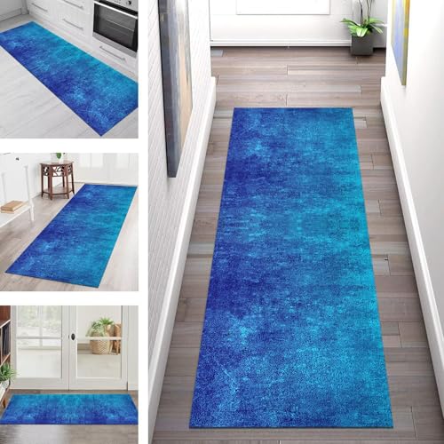 SGLGSTORE Teppich Läufer Flur Küche rutschfest Waschbar Schmutzfangmatte Blau Cyan Teppichläufer Kücheläufer 110X450CM Teppichmatte Meterware Wohnzimmer Schlafzimmer Schmutzfangteppich SGLGSTORE Teppich Läufer Flur Küche rutschfest Waschbar Schmutzfangmatte Blau Cyan Teppichläufer Kücheläufer 110X450CM Teppichmatte Meterware Wohnzimmer Schlafzimmer Schmutzfangteppich von SGLGSTORE
