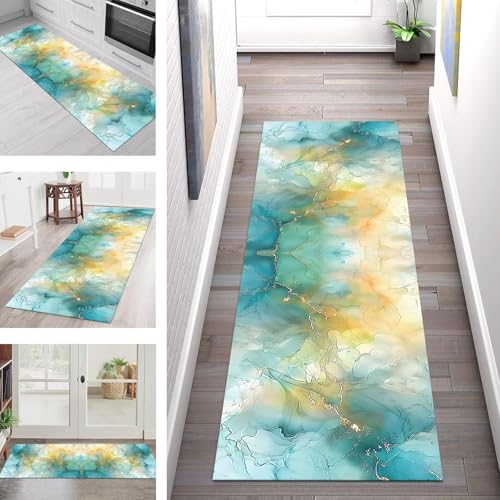 SGLGSTORE Teppich Läufer Flur Küche rutschfest Waschbar Schmutzfangmatte Blau Cyan Teppichläufer Küchenläufer Teppichmatten 110X450CM Läufer Wohnzimmer Schlafzimmer Meterware Schmutzfangteppich SGLGSTORE Teppich Läufer Flur Küche rutschfest Waschbar Schmutzfangmatte Blau Cyan Teppichläufer Küchenläufer Teppichmatten 110X450CM Läufer Wohnzimmer Schlafzimmer Meterware Schmutzfangteppich von SGLGSTORE