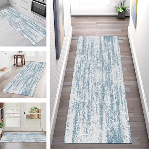 SGLGSTORE Teppich Läufer Flur Küche rutschfest Waschbar Schmutzfangmatte Blau Grau 3D Teppichläufer Kücheläufer 80X450CM Teppichmatte Meterware Wohnzimmer Schlafzimmer Schmutzfangteppich SGLGSTORE Teppich Läufer Flur Küche rutschfest Waschbar Schmutzfangmatte Blau Grau 3D Teppichläufer Kücheläufer 80X450CM Teppichmatte Meterware Wohnzimmer Schlafzimmer Schmutzfangteppich von SGLGSTORE
