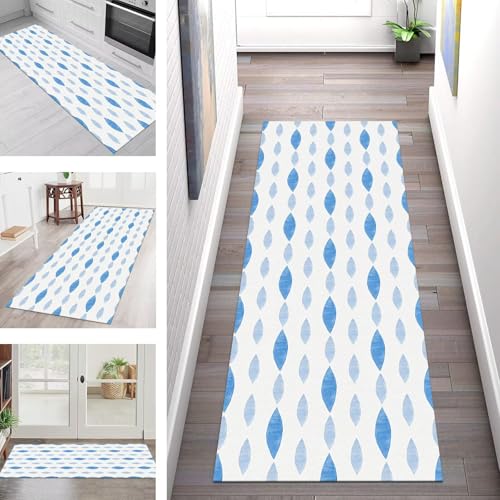 SGLGSTORE Teppich Läufer Flur Küche rutschfest Waschbar Schmutzfangmatte Blau Grau Modern Teppichläufer Kücheläufer 110X450CM Teppichmatte Meterware Wohnzimmer Schlafzimmer Schmutzfangteppich SGLGSTORE Teppich Läufer Flur Küche rutschfest Waschbar Schmutzfangmatte Blau Grau Modern Teppichläufer Kücheläufer 110X450CM Teppichmatte Meterware Wohnzimmer Schlafzimmer Schmutzfangteppich von SGLGSTORE