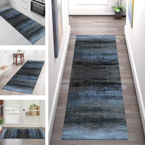 SGLGSTORE Teppich Läufer Flur Küche rutschfest Waschbar Schmutzfangmatte Blau Grau Schwarz Teppichläufer Kücheläufer 80X140CM Teppichmatte Meterware Wohnzimmer Schlafzimmer Schmutzfangteppich SGLGSTORE Teppich Läufer Flur Küche rutschfest Waschbar Schmutzfangmatte Blau Grau Schwarz Teppichläufer Kücheläufer 80X140CM Teppichmatte Meterware Wohnzimmer Schlafzimmer Schmutzfangteppich von SGLGSTORE