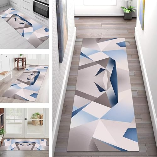 SGLGSTORE Teppich Läufer Flur Küche rutschfest Waschbar Schmutzfangmatte Blau Grau Teppichläufer Küchenläufer Teppichmatten 120X500CM Wohnzimmer Schlafzimmer Meterware Schmutzfangteppich SGLGSTORE Teppich Läufer Flur Küche rutschfest Waschbar Schmutzfangmatte Blau Grau Teppichläufer Küchenläufer Teppichmatten 120X500CM Wohnzimmer Schlafzimmer Meterware Schmutzfangteppich von SGLGSTORE