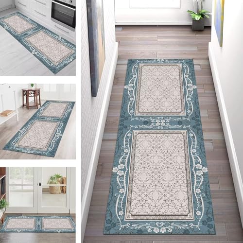 SGLGSTORE Teppich Läufer Flur Küche rutschfest Waschbar Schmutzfangmatte Blau Grau Teppichläufer Küchenläufer Teppichmatten 40X100CM Läufer Wohnzimmer Schlafzimmer Schmutzfangteppich SGLGSTORE Teppich Läufer Flur Küche rutschfest Waschbar Schmutzfangmatte Blau Grau Teppichläufer Küchenläufer Teppichmatten 40X100CM Läufer Wohnzimmer Schlafzimmer Schmutzfangteppich von SGLGSTORE