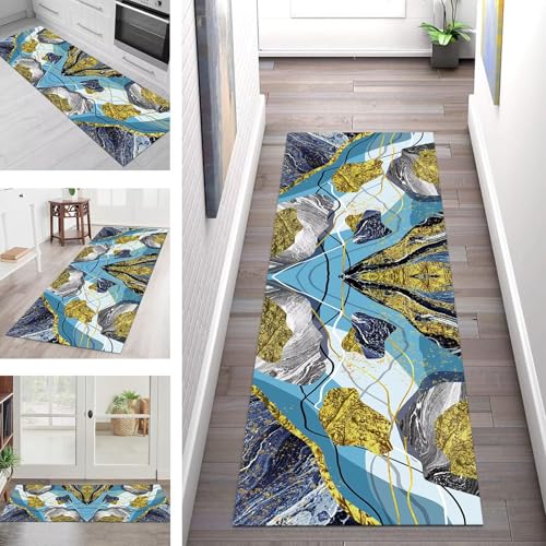 SGLGSTORE Teppich Läufer Flur Küche rutschfest Waschbar Schmutzfangmatte Blau Grün Gelb Braun Teppichläufer Kücheläufer 110X450CM Teppichmatte Meterware Wohnzimmer Schlafzimmer Schmutzfangteppich SGLGSTORE Teppich Läufer Flur Küche rutschfest Waschbar Schmutzfangmatte Blau Grün Gelb Braun Teppichläufer Kücheläufer 110X450CM Teppichmatte Meterware Wohnzimmer Schlafzimmer Schmutzfangteppich von SGLGSTORE