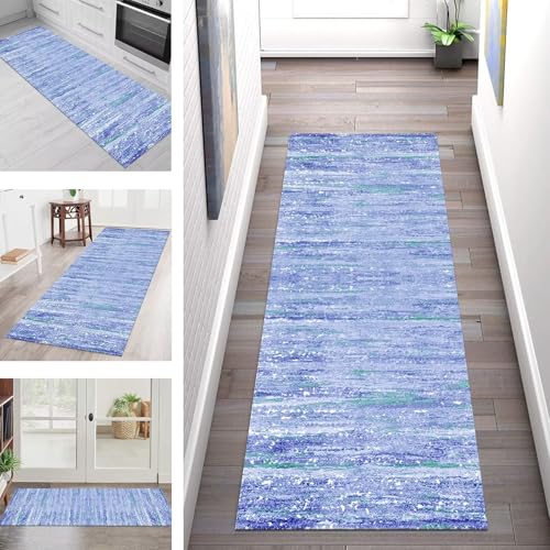 SGLGSTORE Teppich Läufer Flur Küche rutschfest Waschbar Schmutzfangmatte Blau Grün Violett Weiß Teppichläufer Kücheläufer 90X450CM Teppichmatte Meterware Wohnzimmer Schlafzimmer Schmutzfangteppich SGLGSTORE Teppich Läufer Flur Küche rutschfest Waschbar Schmutzfangmatte Blau Grün Violett Weiß Teppichläufer Kücheläufer 90X450CM Teppichmatte Meterware Wohnzimmer Schlafzimmer Schmutzfangteppich von SGLGSTORE
