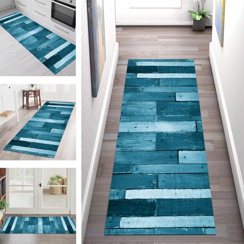 SGLGSTORE Teppich Läufer Flur Küche rutschfest Waschbar Schmutzfangmatte Blau Schwarz Teppichläufer Küchenläufer Teppichmatten 110X350CM Läufer Wohnzimmer Schlafzimmer Meterware Schmutzfangteppich SGLGSTORE Teppich Läufer Flur Küche rutschfest Waschbar Schmutzfangmatte Blau Schwarz Teppichläufer Küchenläufer Teppichmatten 110X350CM Läufer Wohnzimmer Schlafzimmer Meterware Schmutzfangteppich von SGLGSTORE
