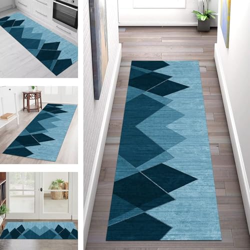 SGLGSTORE Teppich Läufer Flur Küche rutschfest Waschbar Schmutzfangmatte Blau Teppichläufer Küchenläufer Teppichmatten 110X450CM Läufer Wohnzimmer Schlafzimmer Meterware Schmutzfangteppich SGLGSTORE Teppich Läufer Flur Küche rutschfest Waschbar Schmutzfangmatte Blau Teppichläufer Küchenläufer Teppichmatten 110X450CM Läufer Wohnzimmer Schlafzimmer Meterware Schmutzfangteppich von SGLGSTORE