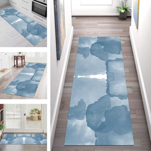 SGLGSTORE Teppich Läufer Flur Küche rutschfest Waschbar Schmutzfangmatte Blau Teppichläufer Küchenläufer Teppichmatten 110X500CM Läufer Wohnzimmer Schlafzimmer Schmutzfangteppich SGLGSTORE Teppich Läufer Flur Küche rutschfest Waschbar Schmutzfangmatte Blau Teppichläufer Küchenläufer Teppichmatten 110X500CM Läufer Wohnzimmer Schlafzimmer Schmutzfangteppich von SGLGSTORE
