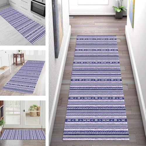 SGLGSTORE Teppich Läufer Flur Küche rutschfest Waschbar Schmutzfangmatte Blau-Violett Teppichläufer Küchenläufer Teppichmatten 100X240CM Läufer Wohnzimmer Schlafzimmer Meterware Schmutzfangteppich von SGLGSTORE