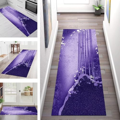 SGLGSTORE Teppich Läufer Flur Küche rutschfest Waschbar Schmutzfangmatte Blau-Violett Teppichläufer Küchenläufer Teppichmatten 50X50CM Läufer Wohnzimmer Schlafzimmer Meterware Schmutzfangteppich von SGLGSTORE