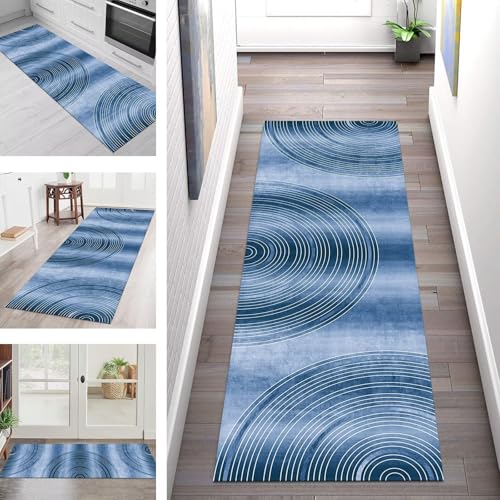 SGLGSTORE Teppich Läufer Flur Küche rutschfest Waschbar Schmutzfangmatte Blau Weiß Abstrakt Teppichläufer Kücheläufer 100X400CM Teppichmatte Meterware Wohnzimmer Schlafzimmer Schmutzfangküchenteppich SGLGSTORE Teppich Läufer Flur Küche rutschfest Waschbar Schmutzfangmatte Blau Weiß Abstrakt Teppichläufer Kücheläufer 100X400CM Teppichmatte Meterware Wohnzimmer Schlafzimmer Schmutzfangküchenteppich von SGLGSTORE