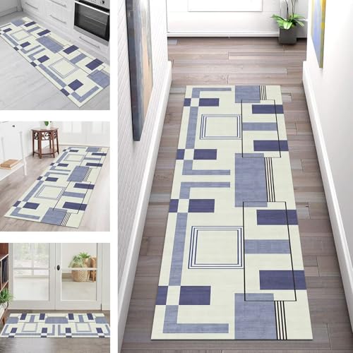 SGLGSTORE Teppich Läufer Flur Küche rutschfest Waschbar Schmutzfangmatte Blaugrau Teppichläufer Küchenläufer Teppichmatten 40X60CM Läufer Wohnzimmer Schlafzimmer Meterware Schmutzfangteppich von SGLGSTORE