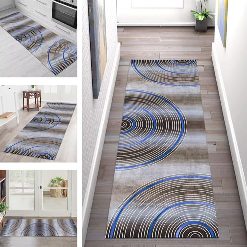 SGLGSTORE Teppich Läufer Flur Küche rutschfest Waschbar Schmutzfangmatte Braun Blau Weiß Teppichläufer Kücheläufer 40X450CM Teppichmatte Meterware Wohnzimmer Schlafzimmer Schmutzfangküchenteppich SGLGSTORE Teppich Läufer Flur Küche rutschfest Waschbar Schmutzfangmatte Braun Blau Weiß Teppichläufer Kücheläufer 40X450CM Teppichmatte Meterware Wohnzimmer Schlafzimmer Schmutzfangküchenteppich von SGLGSTORE