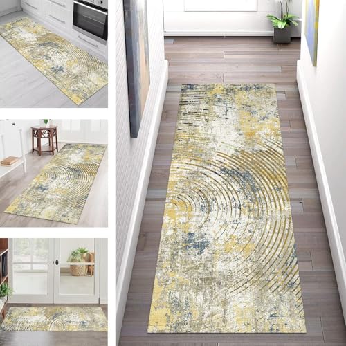 SGLGSTORE Teppich Läufer Flur Küche rutschfest Waschbar Schmutzfangmatte Braun Gelb Grau Teppichläufer Kücheläufer 60X300CM Teppichmatte Meterware Wohnzimmer Schlafzimmer Schmutzfangteppich SGLGSTORE Teppich Läufer Flur Küche rutschfest Waschbar Schmutzfangmatte Braun Gelb Grau Teppichläufer Kücheläufer 60X300CM Teppichmatte Meterware Wohnzimmer Schlafzimmer Schmutzfangteppich von SGLGSTORE