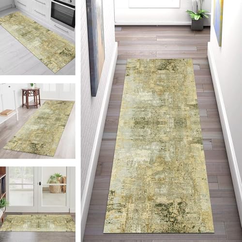 SGLGSTORE Teppich Läufer Flur Küche rutschfest Waschbar Schmutzfangmatte Braun Grün Blau Teppichläufer Küchenläufer Teppichmatten 70X100CM Läufer Wohnzimmer Schlafzimmer Meterware Schmutzfangteppich von SGLGSTORE