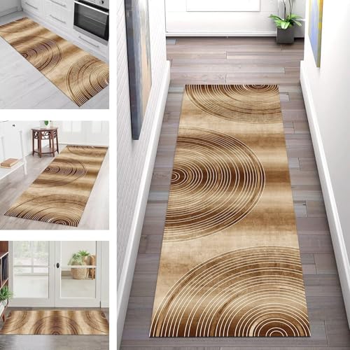 SGLGSTORE Teppich Läufer Flur Küche rutschfest Waschbar Schmutzfangmatte Braun Orange Weiß Teppichläufer Kücheläufer 50X250CM Teppichmatte Meterware Wohnzimmer Schlafzimmer Schmutzfangküchenteppich SGLGSTORE Teppich Läufer Flur Küche rutschfest Waschbar Schmutzfangmatte Braun Orange Weiß Teppichläufer Kücheläufer 50X250CM Teppichmatte Meterware Wohnzimmer Schlafzimmer Schmutzfangküchenteppich von SGLGSTORE