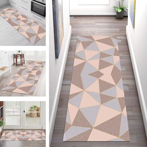 SGLGSTORE Teppich Läufer Flur Küche rutschfest Waschbar Schmutzfangmatte Braun Rot Grau Teppichläufer Kücheläufer 70X180CM Teppichmatte Meterware Wohnzimmer Schlafzimmer Schmutzfangteppich von SGLGSTORE