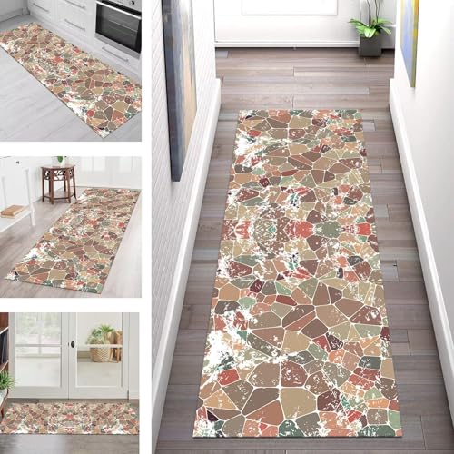 SGLGSTORE Teppich Läufer Flur Küche rutschfest Waschbar Schmutzfangmatte Braun Rot Weiß Grün Teppichläufer Küchenläufer Teppichmatten 100X180CM Läufer Wohnzimmer Schlafzimmer Schmutzfangteppich von SGLGSTORE