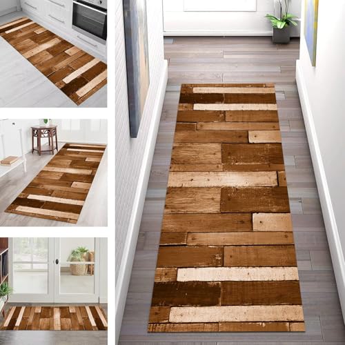 SGLGSTORE Teppich Läufer Flur Küche rutschfest Waschbar Schmutzfangmatte Braun Schwarz Teppichläufer Küchenläufer Teppichmatten 120X300CM Läufer Wohnzimmer Schlafzimmer Meterware Schmutzfangteppich von SGLGSTORE