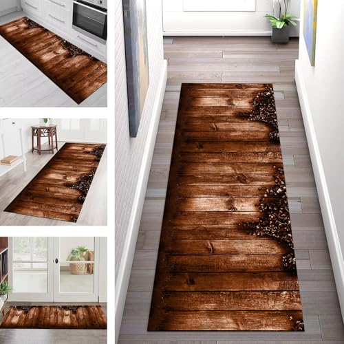 SGLGSTORE Teppich Läufer Flur Küche rutschfest Waschbar Schmutzfangmatte Braun Schwarz Teppichläufer Küchenläufer Teppichmatten 80X100CM Läufer Wohnzimmer Schlafzimmer Meterware Schmutzfangteppich von SGLGSTORE