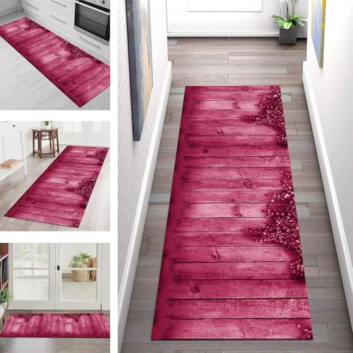 SGLGSTORE Teppich Läufer Flur Küche rutschfest Waschbar Schmutzfangmatte Dunkelrosa Teppichläufer Küchenläufer Teppichmatten 110X400CM Läufer Wohnzimmer Schlafzimmer Meterware Schmutzfangteppich SGLGSTORE Teppich Läufer Flur Küche rutschfest Waschbar Schmutzfangmatte Dunkelrosa Teppichläufer Küchenläufer Teppichmatten 110X400CM Läufer Wohnzimmer Schlafzimmer Meterware Schmutzfangteppich von SGLGSTORE