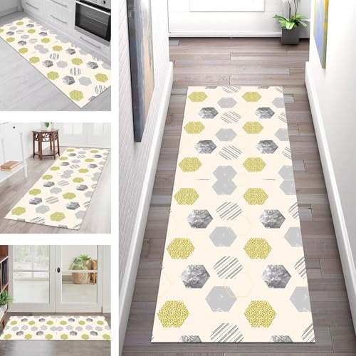 SGLGSTORE Teppich Läufer Flur Küche rutschfest Waschbar Schmutzfangmatte Flurläufer Geometrisch Teppichläufer Kücheläufer 40X200CM Teppichmatte Meterware Wohnzimmer Schlafzimmer Schmutzfangteppich von SGLGSTORE