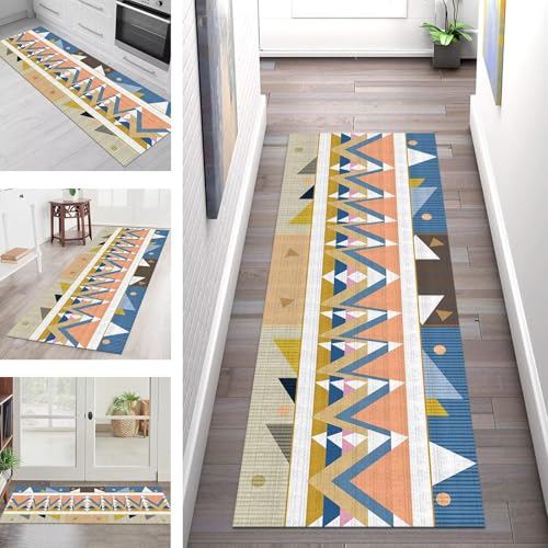 SGLGSTORE Teppich Läufer Flur Küche rutschfest Waschbar Schmutzfangmatte Flurläufer Geometrisch Teppichläufer Kücheläufer 40X350CM Teppichmatte Meterware Wohnzimmer Schlafzimmer Schmutzfangteppich von SGLGSTORE