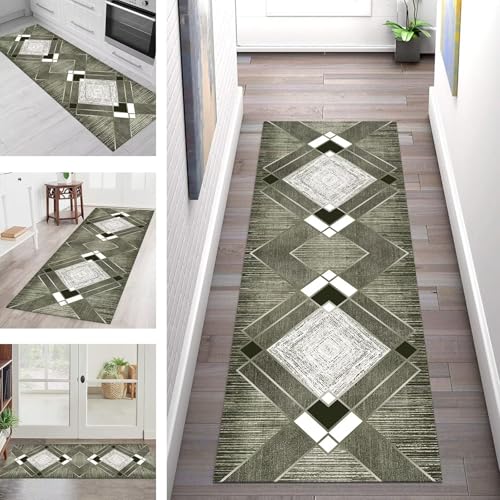 SGLGSTORE Teppich Läufer Flur Küche rutschfest Waschbar Schmutzfangmatte Flurteppich Retro Grün Weiß Teppichläufer Kücheläufer 40X200CM Teppichmatte Meterware Wohnzimmer Schlafzimmer Kinderzimmer SGLGSTORE Teppich Läufer Flur Küche rutschfest Waschbar Schmutzfangmatte Flurteppich Retro Grün Weiß Teppichläufer Kücheläufer 40X200CM Teppichmatte Meterware Wohnzimmer Schlafzimmer Kinderzimmer von SGLGSTORE