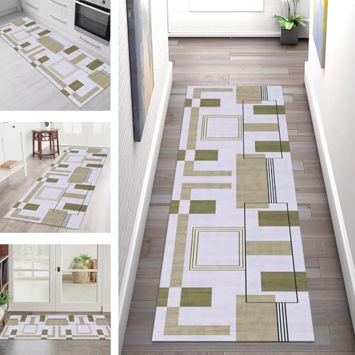 SGLGSTORE Teppich Läufer Flur Küche rutschfest Waschbar Schmutzfangmatte Gelbgrün Teppichläufer Küchenläufer Teppichmatten 80X100CM Läufer Wohnzimmer Schlafzimmer Meterware Schmutzfangteppich von SGLGSTORE