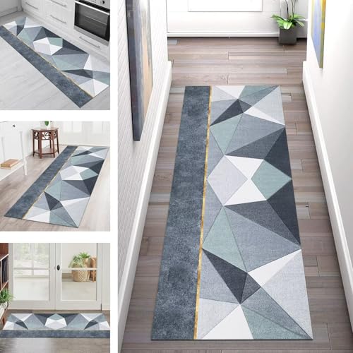 SGLGSTORE Teppich Läufer Flur Küche rutschfest Waschbar Schmutzfangmatte Geometrisch Teppichläufer Küchenläufer Teppichmatten 100X500CM Läufer Wohnzimmer Schlafzimmer Meterware Schmutzfangteppich von SGLGSTORE