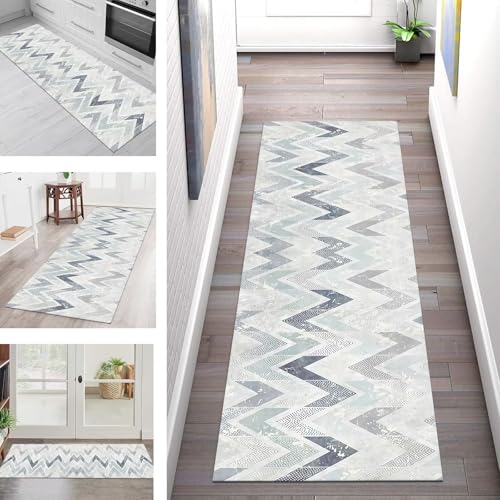 SGLGSTORE Teppich Läufer Flur Küche rutschfest Waschbar Schmutzfangmatte Grau Blau Grün Teppichläufer Küchenläufer Teppichmatten 110X500CM Läufer Wohnzimmer Schlafzimmer Schmutzfangteppich SGLGSTORE Teppich Läufer Flur Küche rutschfest Waschbar Schmutzfangmatte Grau Blau Grün Teppichläufer Küchenläufer Teppichmatten 110X500CM Läufer Wohnzimmer Schlafzimmer Schmutzfangteppich von SGLGSTORE