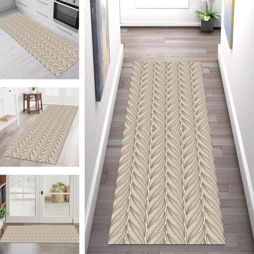 SGLGSTORE Teppich Läufer Flur Küche rutschfest Waschbar Schmutzfangmatte Grau Grün Moderne Teppichläufer Kücheläufer 40X90CM Teppichmatte Meterware Wohnzimmer Schlafzimmer Schmutzfangteppich von SGLGSTORE