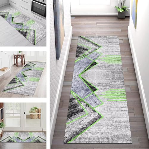SGLGSTORE Teppich Läufer Flur Küche rutschfest Waschbar Schmutzfangmatte Grau Grün Teppichläufer Küchenläufer Teppichmatten 80X450CM Läufer Wohnzimmer Schlafzimmer Meterware Schmutzfangteppich SGLGSTORE Teppich Läufer Flur Küche rutschfest Waschbar Schmutzfangmatte Grau Grün Teppichläufer Küchenläufer Teppichmatten 80X450CM Läufer Wohnzimmer Schlafzimmer Meterware Schmutzfangteppich von SGLGSTORE