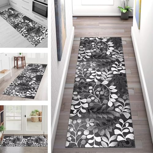 SGLGSTORE Teppich Läufer Flur Küche rutschfest Waschbar Schmutzfangmatte Grau Schwarz Teppichläufer Kücheläufer 90X250CM Teppichmatte Meterware Wohnzimmer Schlafzimmer Schmutzfangteppich SGLGSTORE Teppich Läufer Flur Küche rutschfest Waschbar Schmutzfangmatte Grau Schwarz Teppichläufer Kücheläufer 90X250CM Teppichmatte Meterware Wohnzimmer Schlafzimmer Schmutzfangteppich von SGLGSTORE