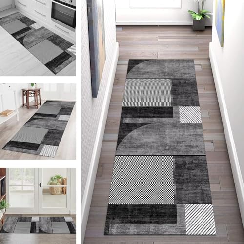 SGLGSTORE Teppich Läufer Flur Küche rutschfest Waschbar Schmutzfangmatte Grau Schwarz Teppichläufer Küchenläufer Teppichmatten 100X350CM Läufer Wohnzimmer Schlafzimmer Meterware Schmutzfangteppich SGLGSTORE Teppich Läufer Flur Küche rutschfest Waschbar Schmutzfangmatte Grau Schwarz Teppichläufer Küchenläufer Teppichmatten 100X350CM Läufer Wohnzimmer Schlafzimmer Meterware Schmutzfangteppich von SGLGSTORE