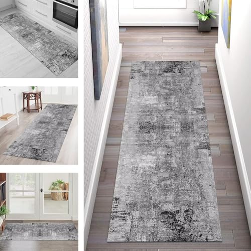 SGLGSTORE Teppich Läufer Flur Küche rutschfest Waschbar Schmutzfangmatte Grau Schwarz Teppichläufer Küchenläufer Teppichmatten 110X300CM Läufer Wohnzimmer Schlafzimmer Meterware Schmutzfangteppich SGLGSTORE Teppich Läufer Flur Küche rutschfest Waschbar Schmutzfangmatte Grau Schwarz Teppichläufer Küchenläufer Teppichmatten 110X300CM Läufer Wohnzimmer Schlafzimmer Meterware Schmutzfangteppich von SGLGSTORE