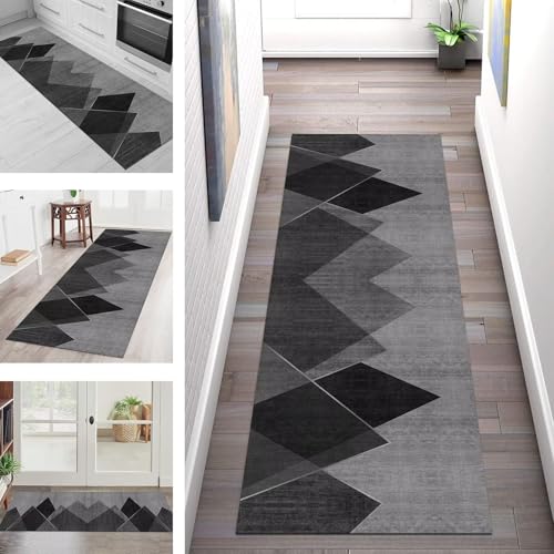 SGLGSTORE Teppich Läufer Flur Küche rutschfest Waschbar Schmutzfangmatte Grau Schwarz Teppichläufer Küchenläufer Teppichmatten 120X500CM Läufer Wohnzimmer Schlafzimmer Meterware Schmutzfangteppich SGLGSTORE Teppich Läufer Flur Küche rutschfest Waschbar Schmutzfangmatte Grau Schwarz Teppichläufer Küchenläufer Teppichmatten 120X500CM Läufer Wohnzimmer Schlafzimmer Meterware Schmutzfangteppich von SGLGSTORE