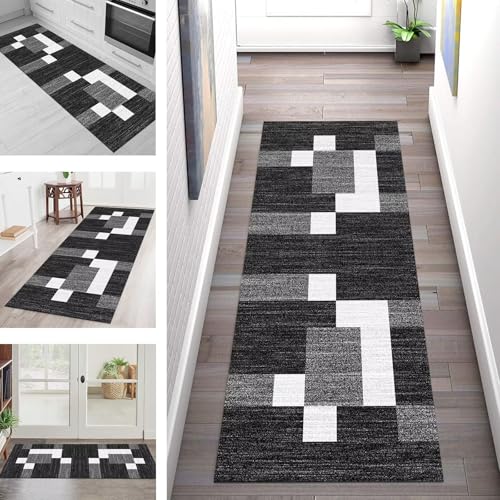 SGLGSTORE Teppich Läufer Flur Küche rutschfest Waschbar Schmutzfangmatte Grau Schwarz Teppichläufer Küchenläufer Teppichmatten 70X500CM Läufer Wohnzimmer Schlafzimmer Meterware Schmutzfangteppich SGLGSTORE Teppich Läufer Flur Küche rutschfest Waschbar Schmutzfangmatte Grau Schwarz Teppichläufer Küchenläufer Teppichmatten 70X500CM Läufer Wohnzimmer Schlafzimmer Meterware Schmutzfangteppich von SGLGSTORE