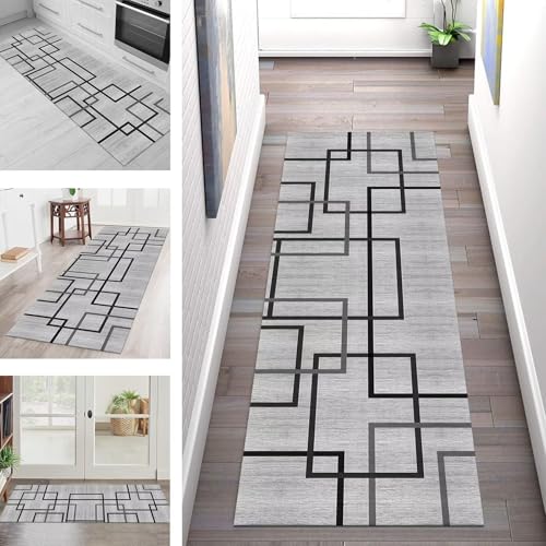 SGLGSTORE Teppich Läufer Flur Küche rutschfest Waschbar Schmutzfangmatte Grau Schwarz Teppichläufer Küchenläuferteppich 70X150CM Teppichmatte Meterware Wohnzimmer Schlafzimmer Schmutzfangteppich SGLGSTORE Teppich Läufer Flur Küche rutschfest Waschbar Schmutzfangmatte Grau Schwarz Teppichläufer Küchenläuferteppich 70X150CM Teppichmatte Meterware Wohnzimmer Schlafzimmer Schmutzfangteppich von SGLGSTORE