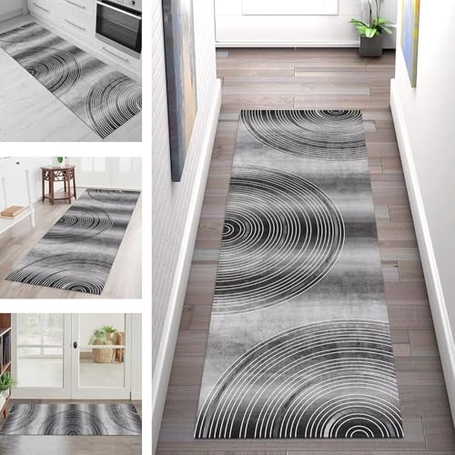 SGLGSTORE Teppich Läufer Flur Küche rutschfest Waschbar Schmutzfangmatte Grau Schwarz Weiß Teppichläufer Kücheläufer 60X240CM Teppichmatte Meterware Wohnzimmer Schlafzimmer Schmutzfangküchenteppich SGLGSTORE Teppich Läufer Flur Küche rutschfest Waschbar Schmutzfangmatte Grau Schwarz Weiß Teppichläufer Kücheläufer 60X240CM Teppichmatte Meterware Wohnzimmer Schlafzimmer Schmutzfangküchenteppich von SGLGSTORE