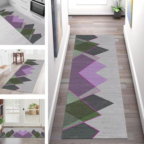 SGLGSTORE Teppich Läufer Flur Küche rutschfest Waschbar Schmutzfangmatte Grau Violett Grün Teppichläufer Küchenläufer Teppichmatten 110X450CM Läufer Wohnzimmer Schlafzimmer Schmutzfangteppich SGLGSTORE Teppich Läufer Flur Küche rutschfest Waschbar Schmutzfangmatte Grau Violett Grün Teppichläufer Küchenläufer Teppichmatten 110X450CM Läufer Wohnzimmer Schlafzimmer Schmutzfangteppich von SGLGSTORE